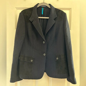 Piazza Sempione Italian Italy Wool Knit Suede Detail Blazer